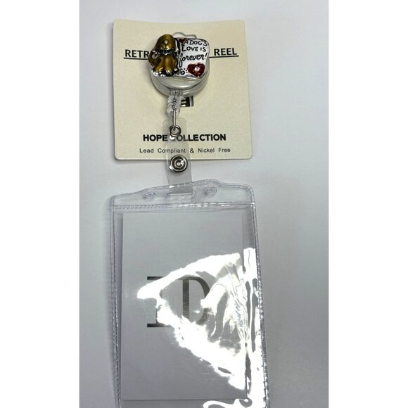 Dog-Themed Retractable ID Badge Reel "A Dogs Love Is Forever" Hope Collection  L - Picture 2 of 2